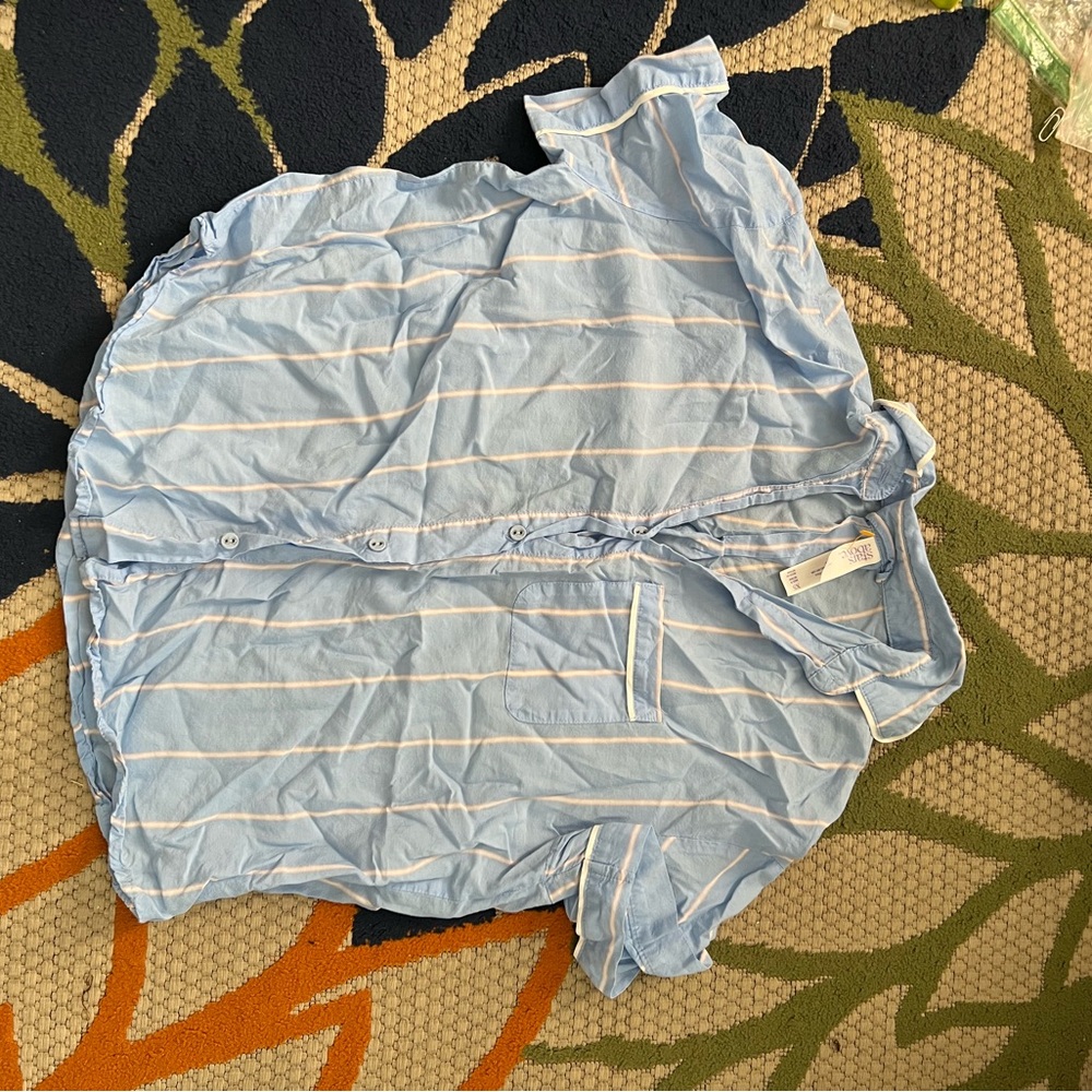 Stars Above Light Blue and White Striped Shirt